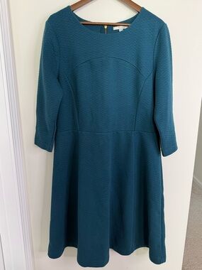 Boden Textured 3/4 Sleeve Colorful Modest Dress Size 16